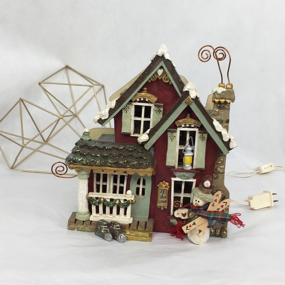 Lighted Kurt Adler Snowtown Ski Chalet